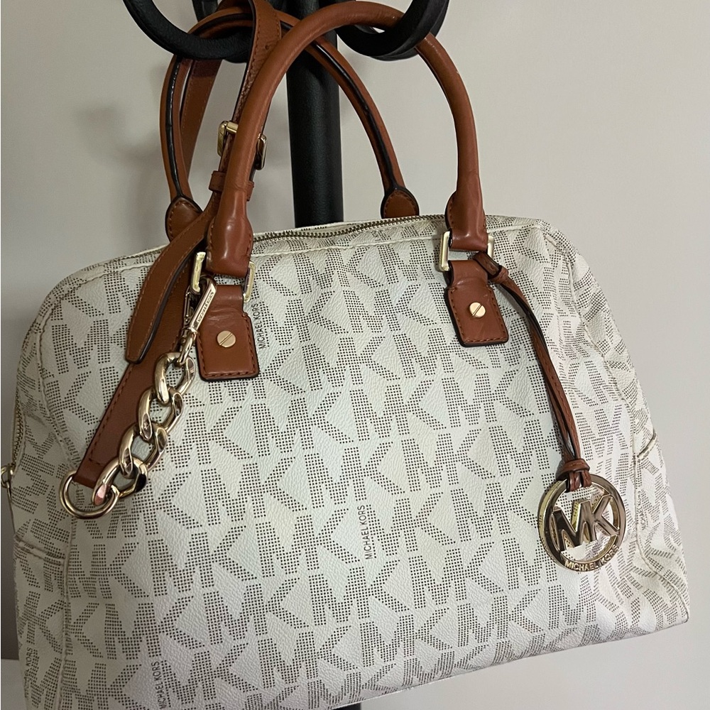 Michael Kors Cream and Tan Satchel